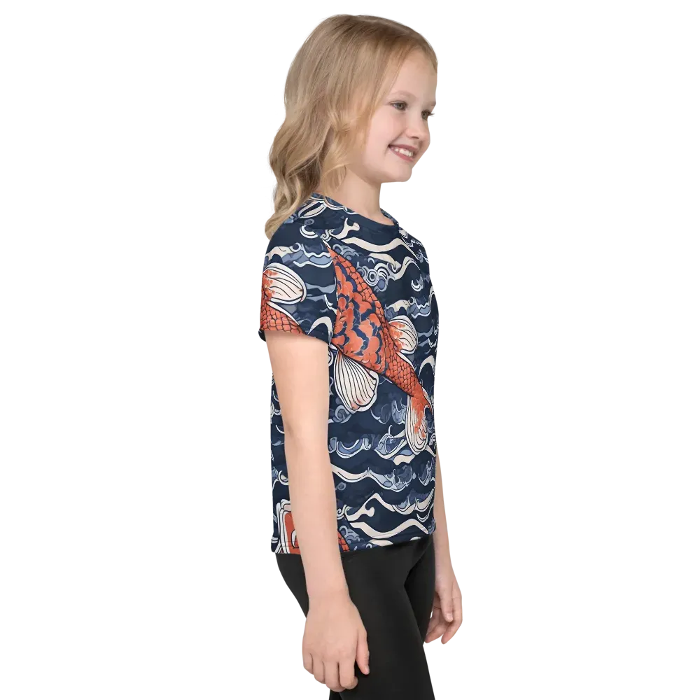 Vermilion Tide on Kids Crew Neck T-Shirt — Right