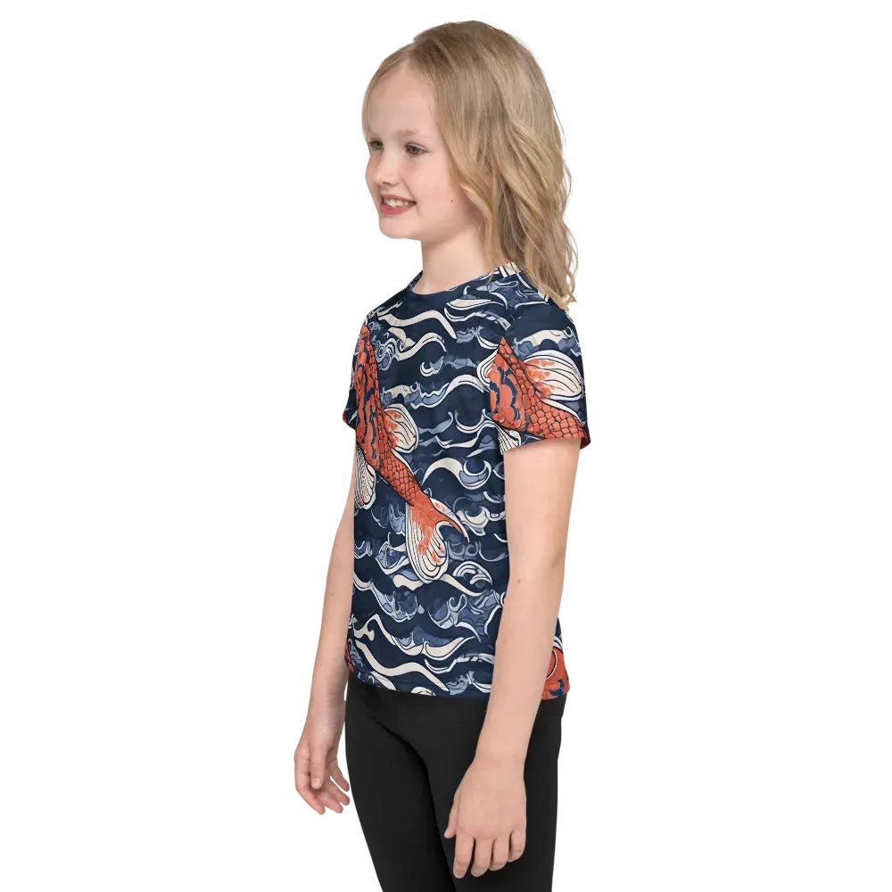Vermilion Tide on Kids Crew Neck T-Shirt — Left