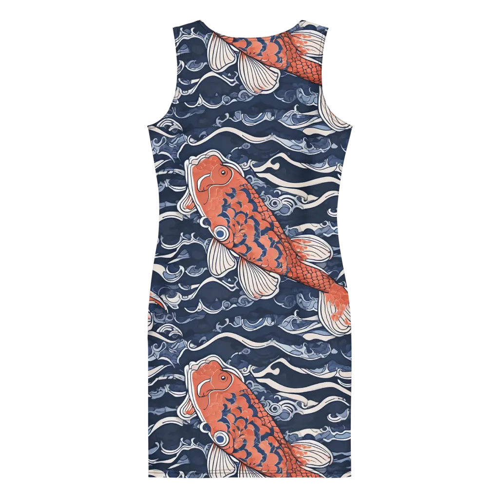 Vermilion Tide on Bodycon Dress — Back