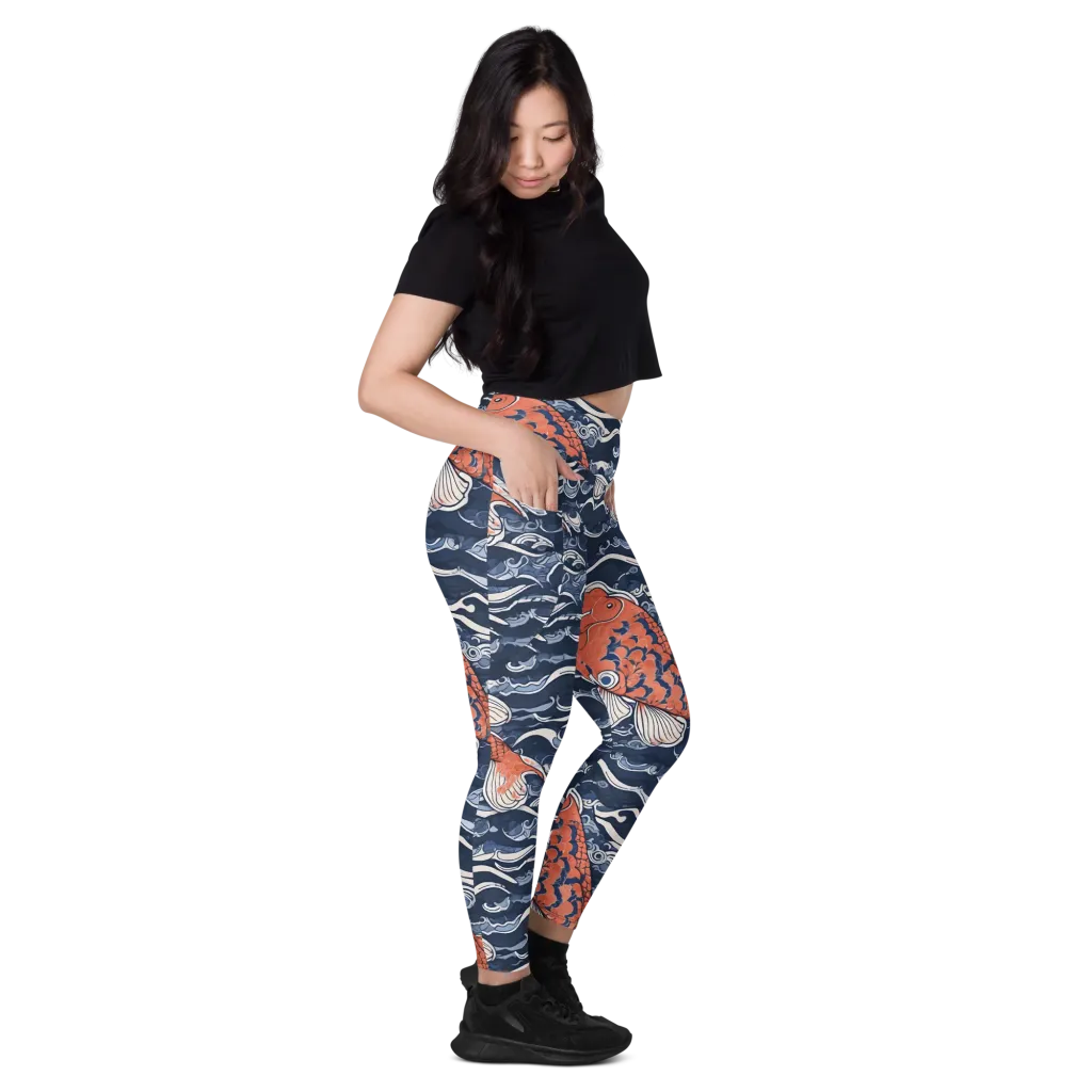 Vermilion Tide on Leggings with Pockets — Right
