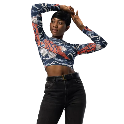 Vermilion Tide on a Long Sleeve Crop Top