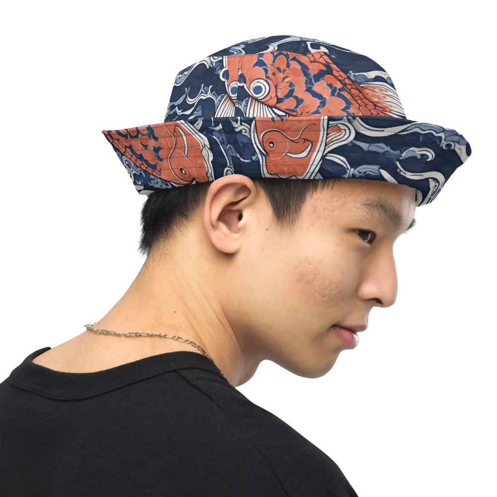 Vermilion Tide on Reversible Bucket Hat — Right Outside