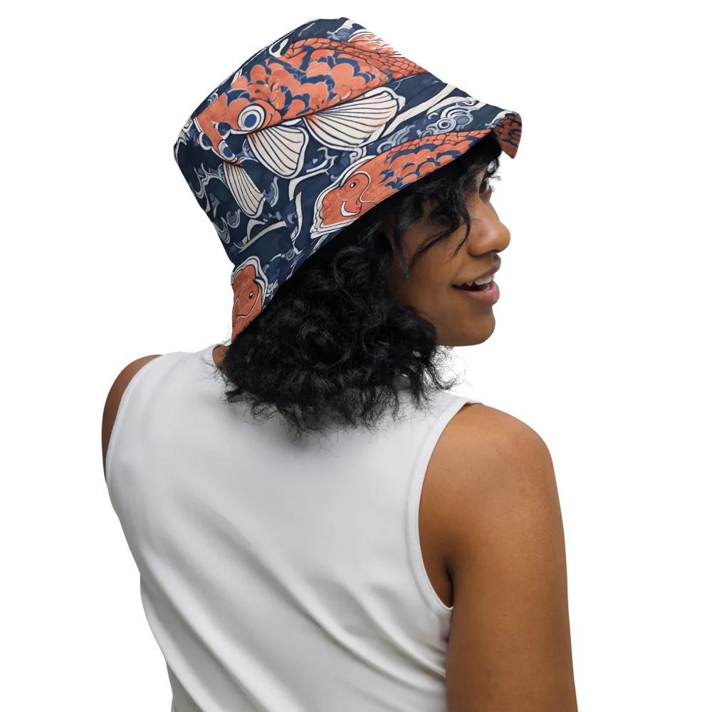 Vermilion Tide on Reversible Bucket Hat — Right Outside
