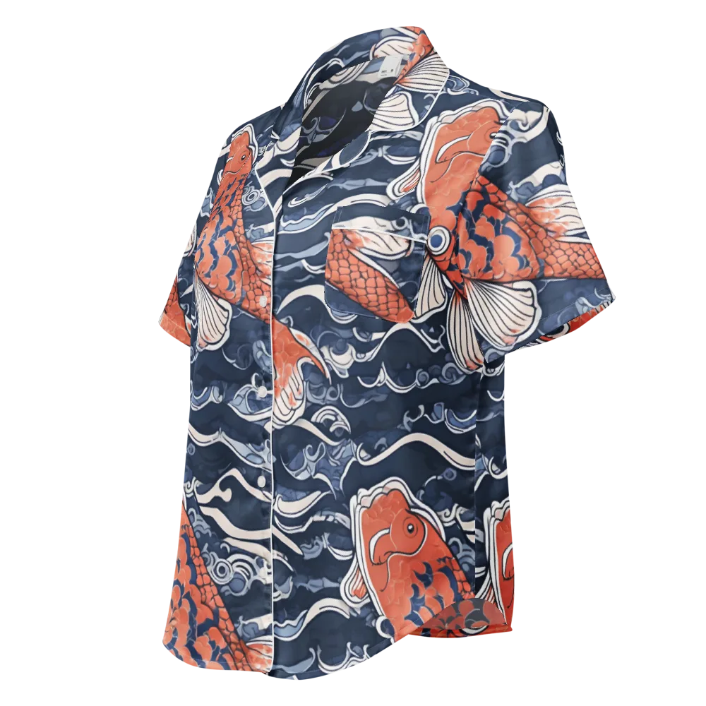 Vermilion Tide on Women's Short Sleeve Pajama Top — Left Front