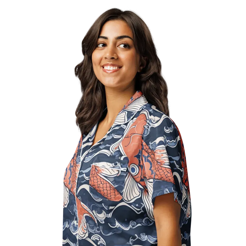 Vermilion Tide on Women's Short Sleeve Pajama Top — Left Front