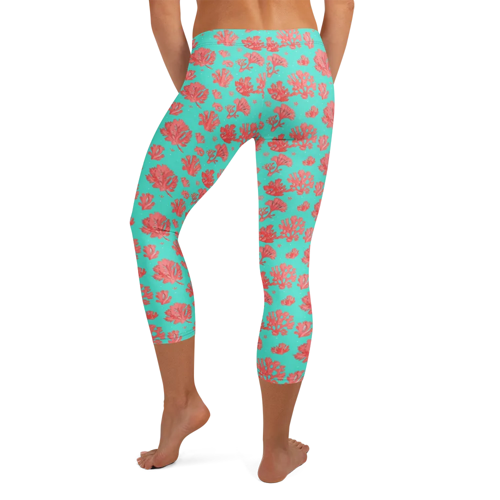 Reef Garden on Capri Leggings — Back