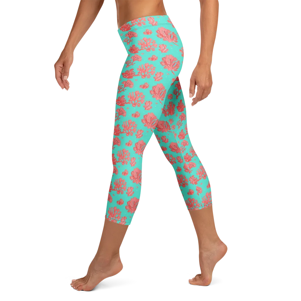 Reef Garden on Capri Leggings — Left