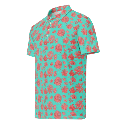 Reef Garden on a Men's Slim Fit Polo Shirt