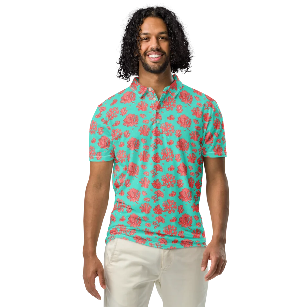 Reef Garden on Men's Slim Fit Polo Shirt — Front