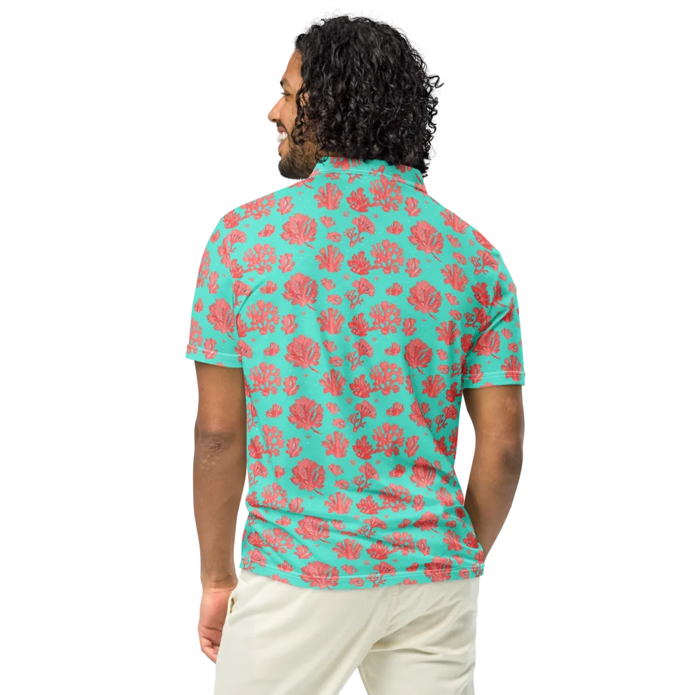 Reef Garden on Men's Slim Fit Polo Shirt — Back