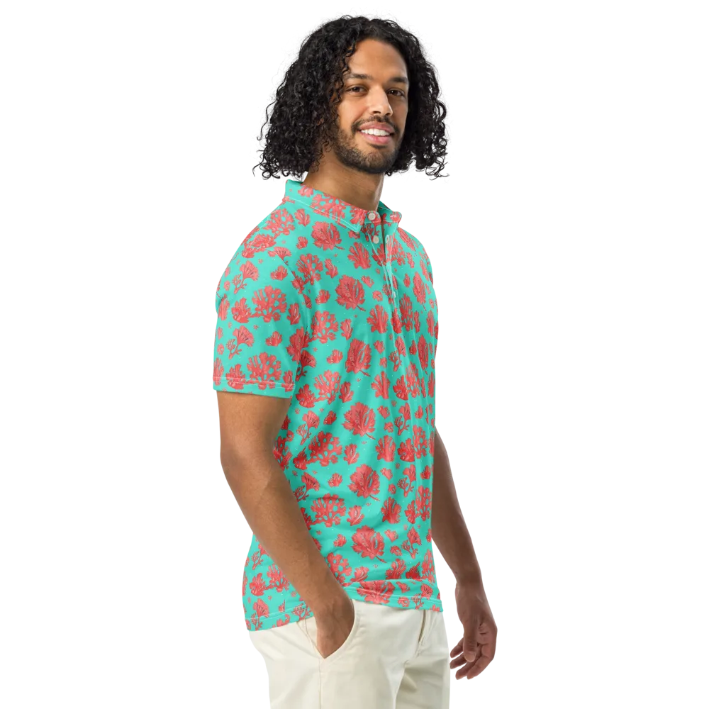 Reef Garden on Men's Slim Fit Polo Shirt — Right Front
