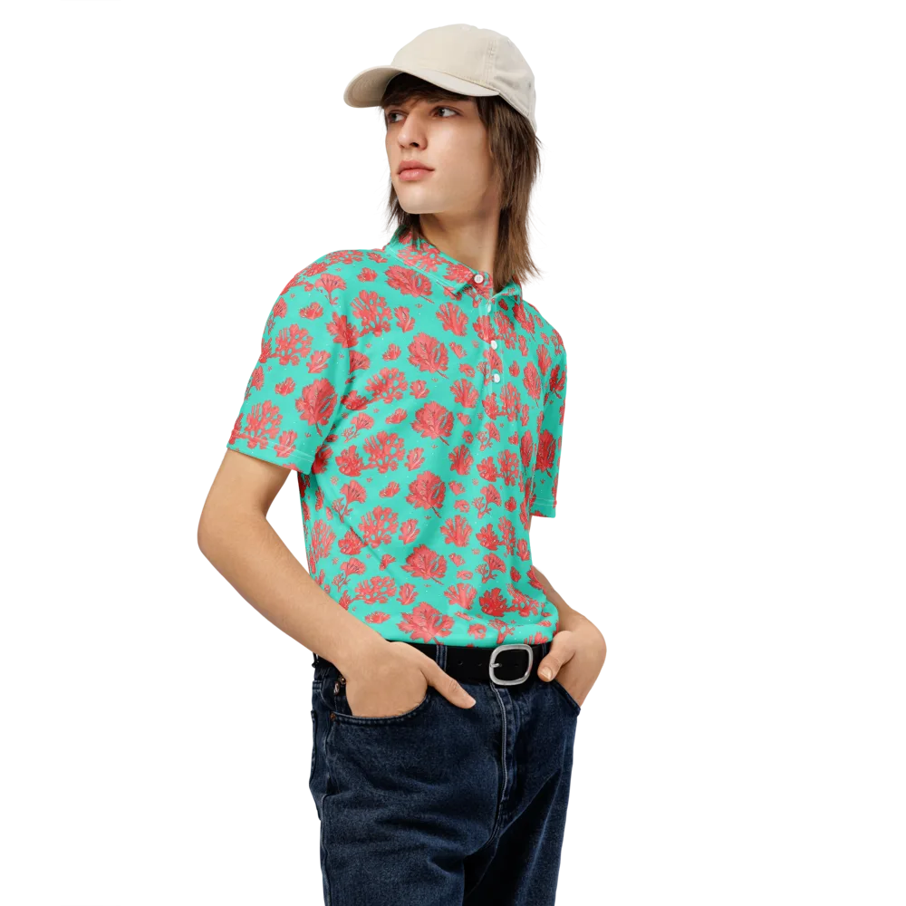 Reef Garden on Men's Slim Fit Polo Shirt — Right Front