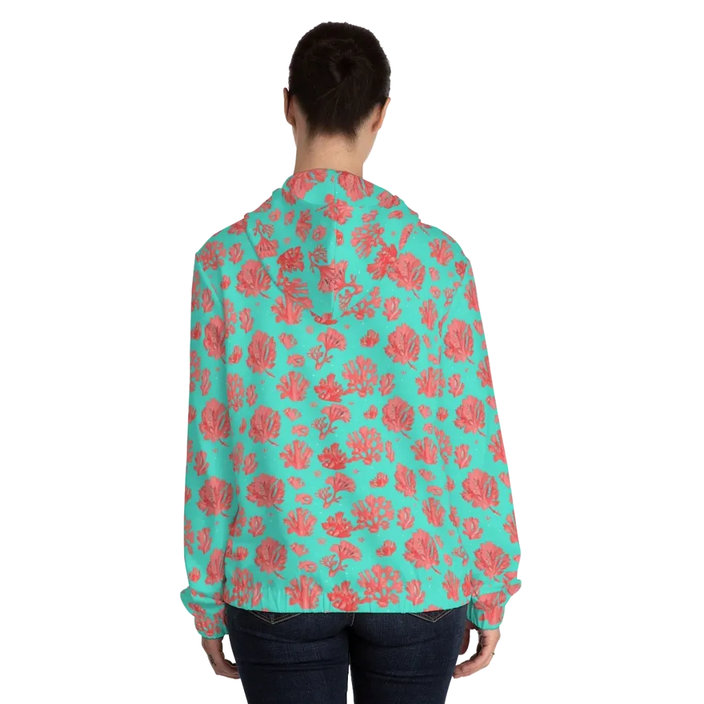 Reef Garden on Women's Full-Zip Hoodie — Back On Person
