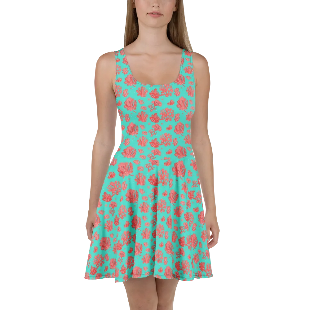 Reef Garden on Skater Dress — Front