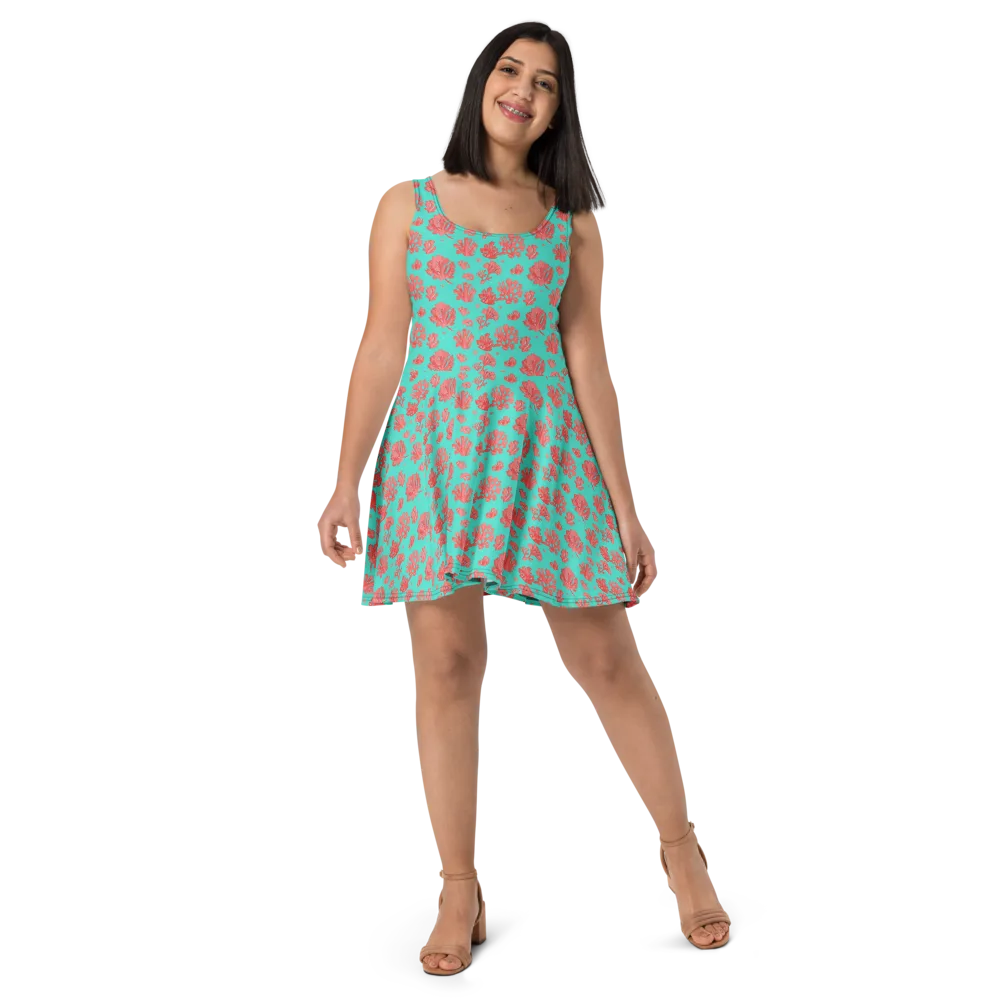 Reef Garden on Skater Dress — Front