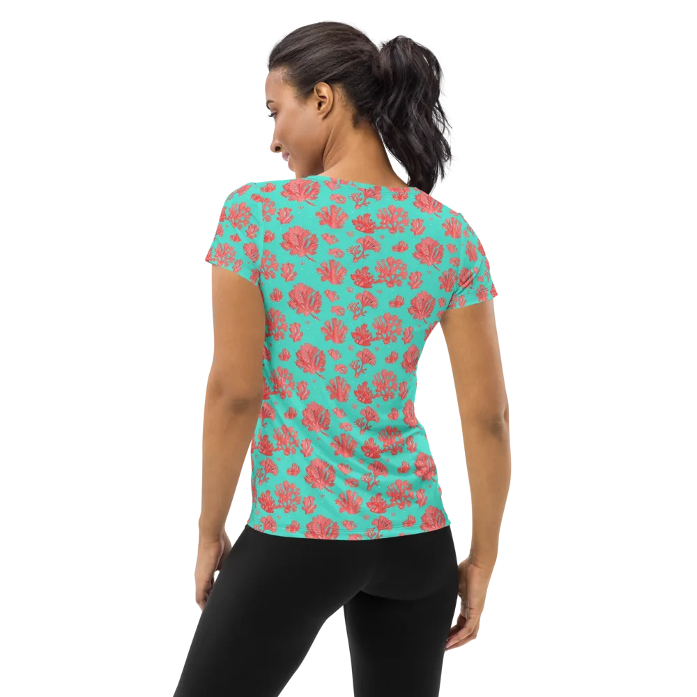 Reef Garden on Women's Athletic T-Shirt — Back