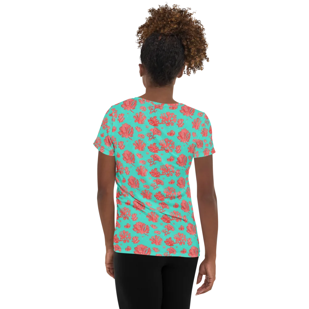 Reef Garden on Women's Athletic T-Shirt — Back