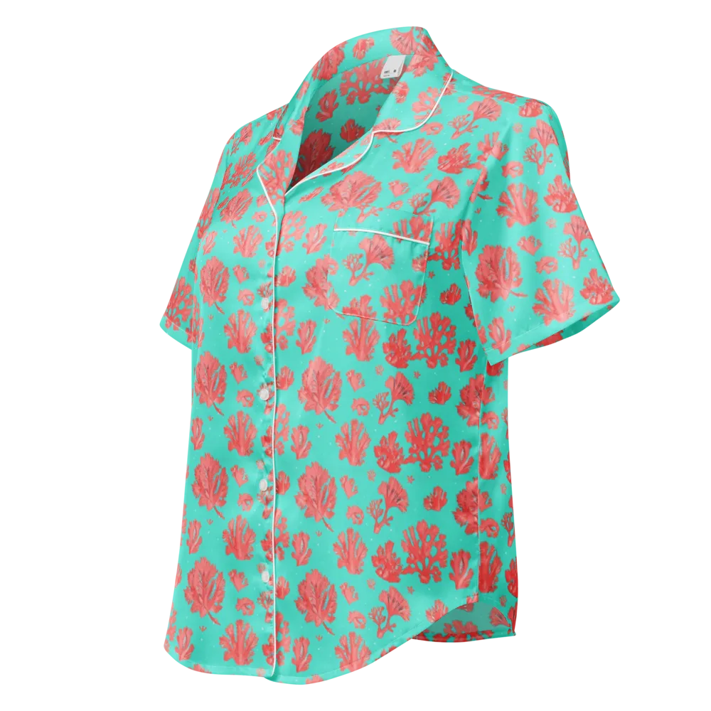Reef Garden on Women's Short Sleeve Pajama Top — Left Front