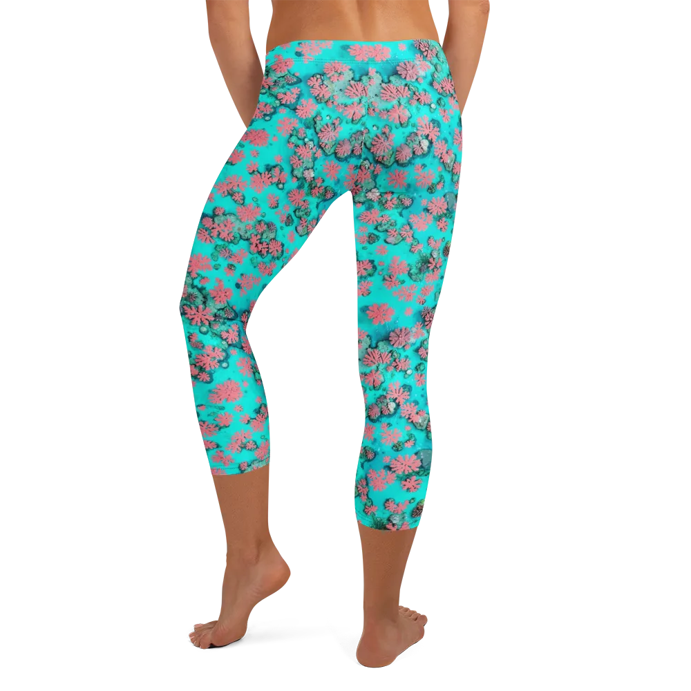 Coral Mirage on Capri Leggings — Back
