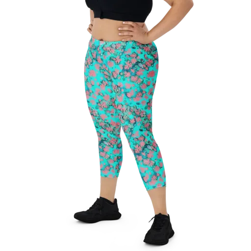 Coral Mirage on a Capri Leggings