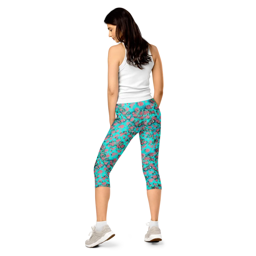 Coral Mirage on Capri Leggings — Back