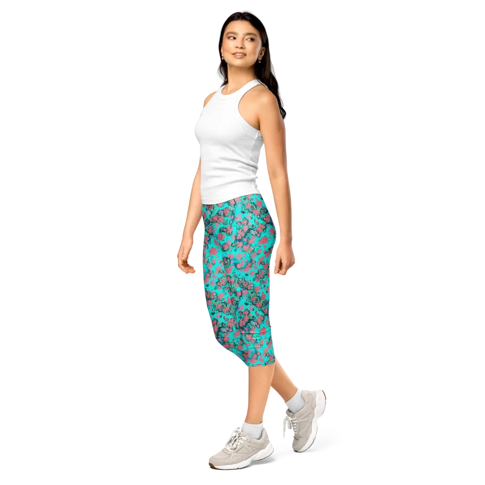 Coral Mirage on Capri Leggings — Left Front