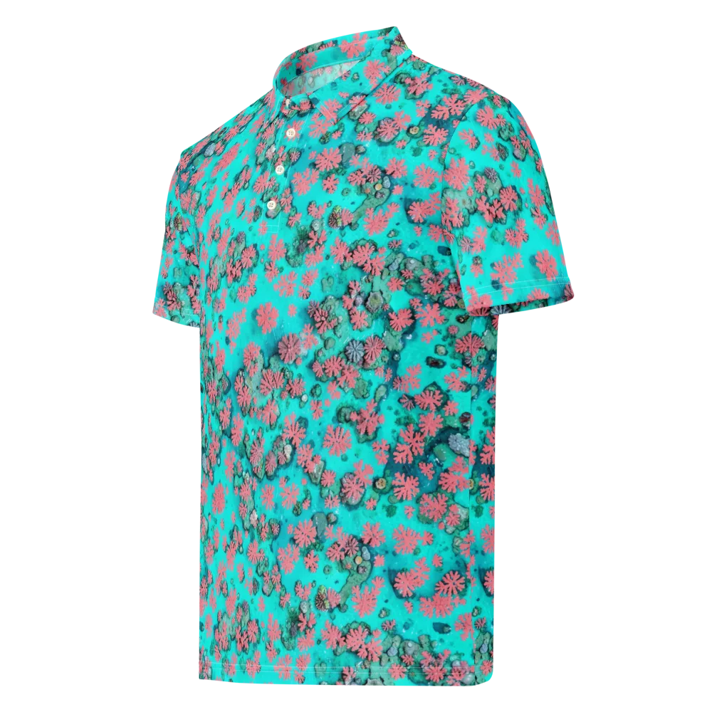 Coral Mirage on Men's Slim Fit Polo Shirt — Left Front