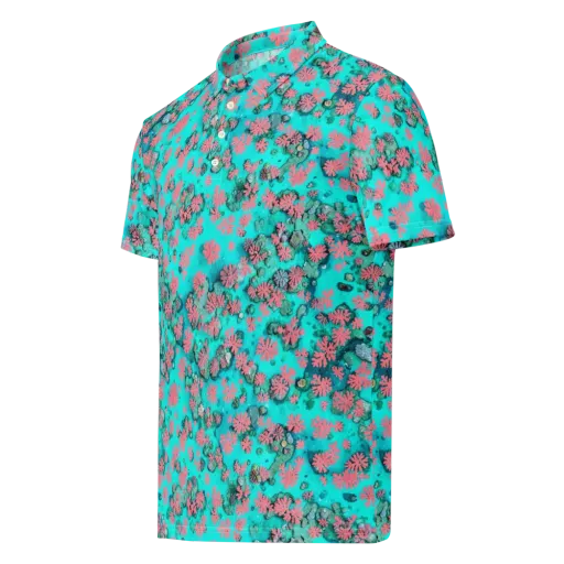 Coral Mirage on a Men's Slim Fit Polo Shirt