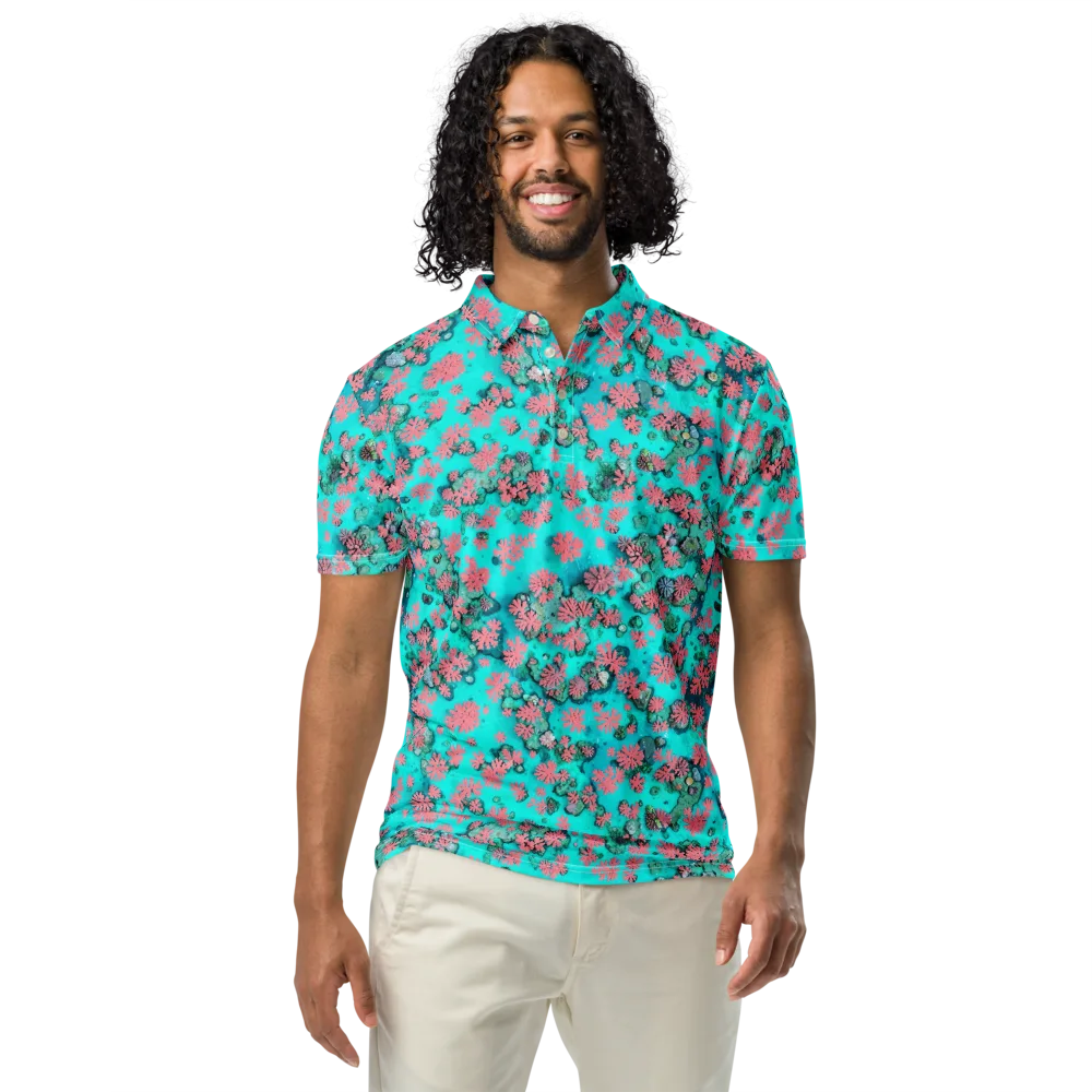 Coral Mirage on Men's Slim Fit Polo Shirt — Front
