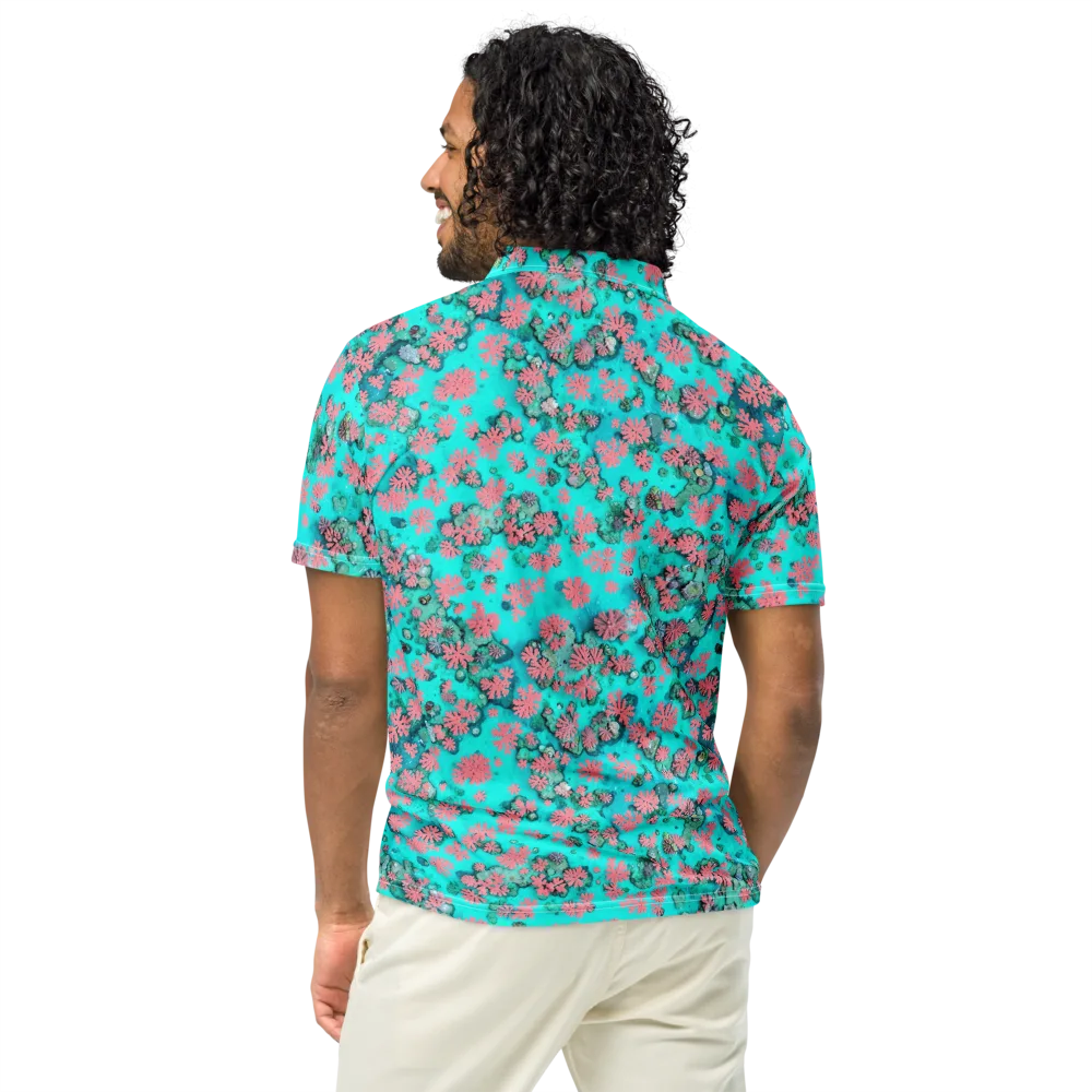 Coral Mirage on Men's Slim Fit Polo Shirt — Back