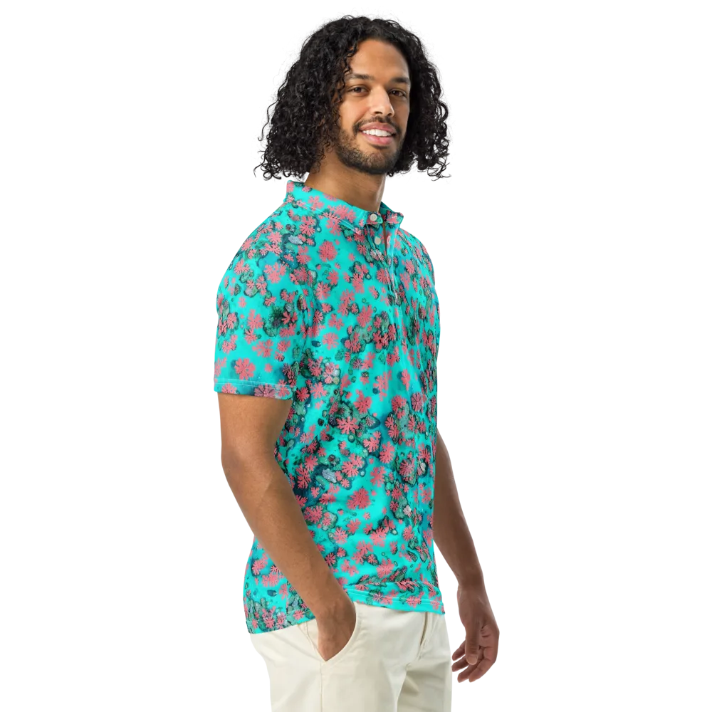 Coral Mirage on Men's Slim Fit Polo Shirt — Right Front