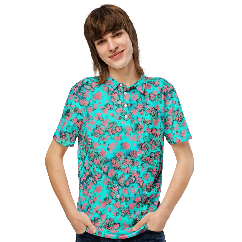 Coral Mirage on Men's Slim Fit Polo Shirt — Front