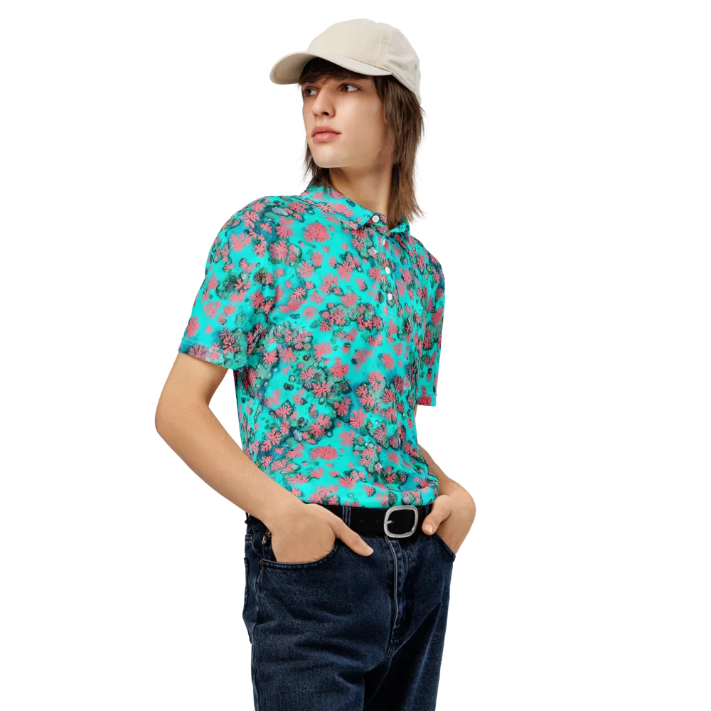 Coral Mirage on Men's Slim Fit Polo Shirt — Right Front