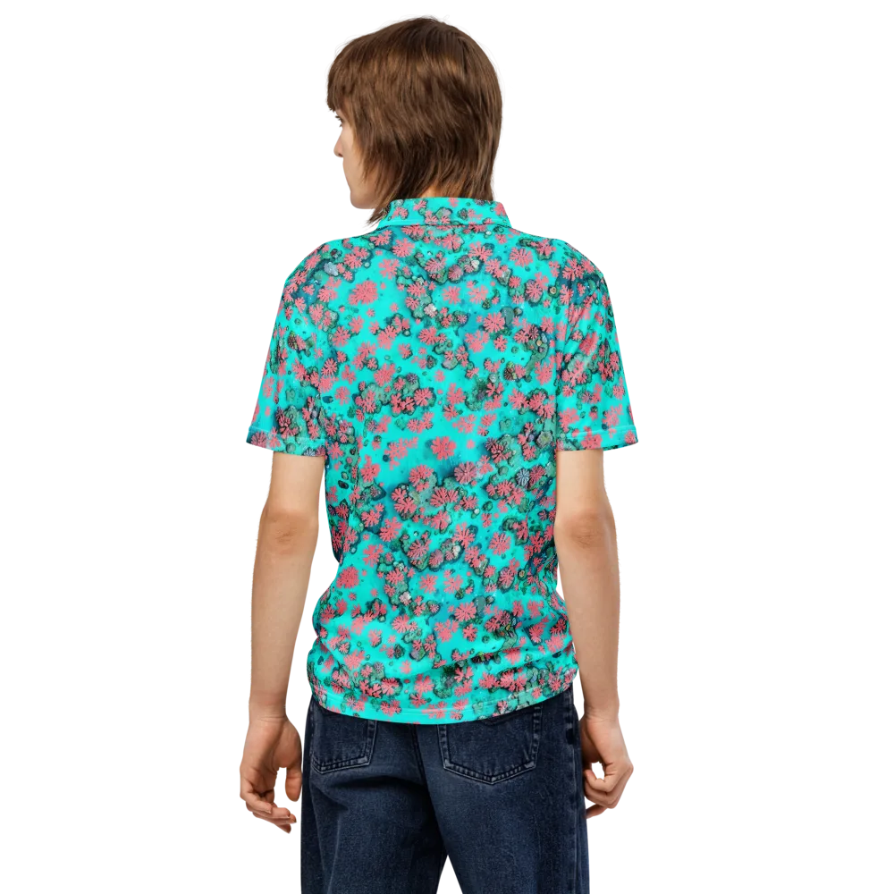 Coral Mirage on Men's Slim Fit Polo Shirt — Back
