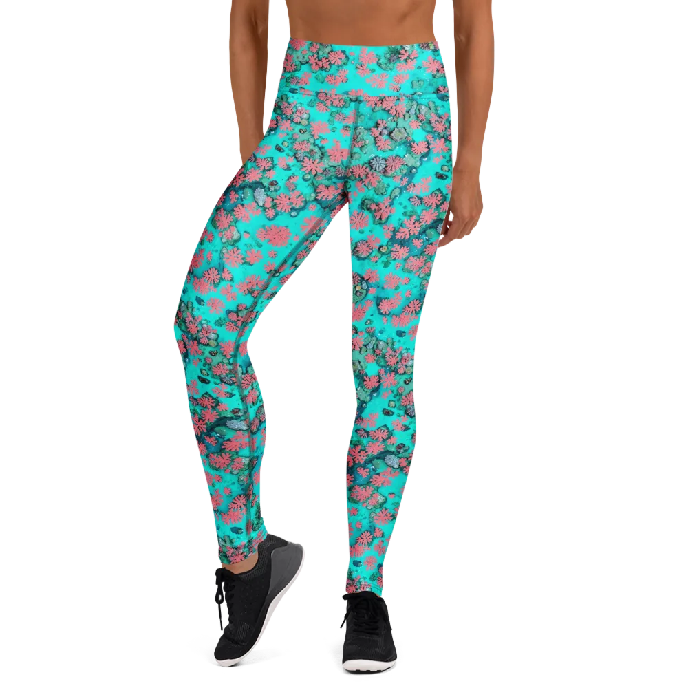 Coral Mirage on Yoga Leggings — Front