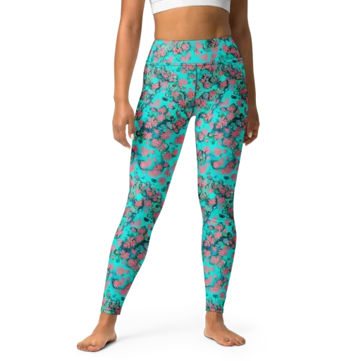 Coral Mirage on a Yoga Leggings