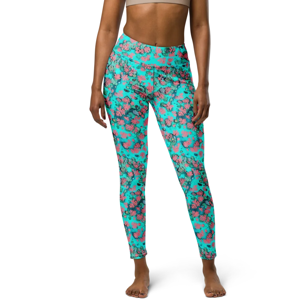 Coral Mirage on Yoga Leggings — Front