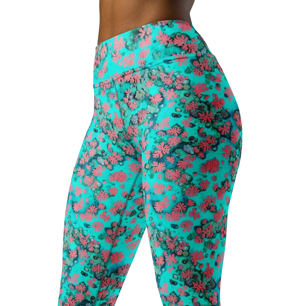 Coral Mirage on Yoga Leggings — Left Front