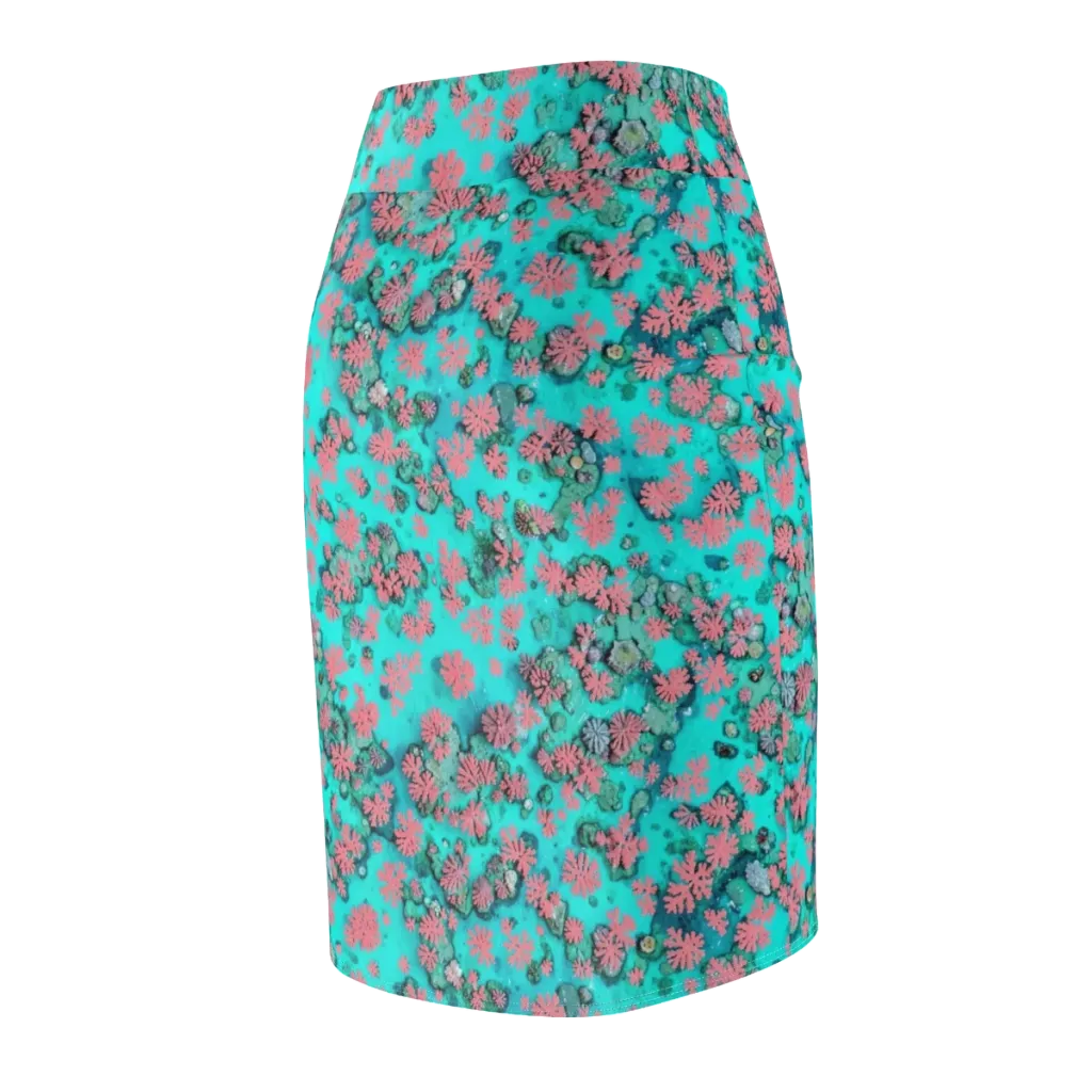 Coral Mirage on Pencil Skirt — Back Side