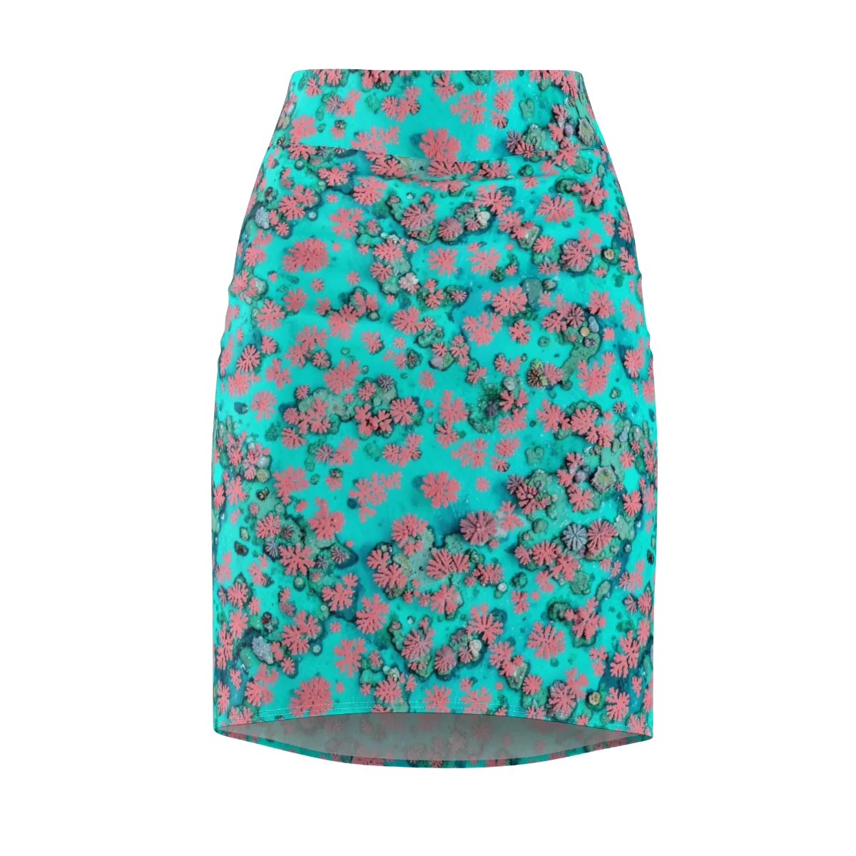 Coral Mirage on Pencil Skirt — Front