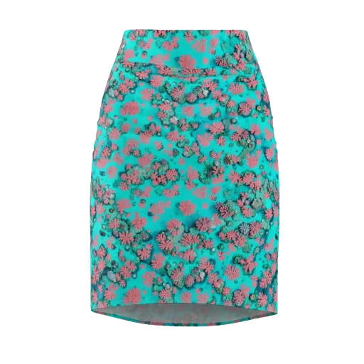 Coral Mirage on a Pencil Skirt