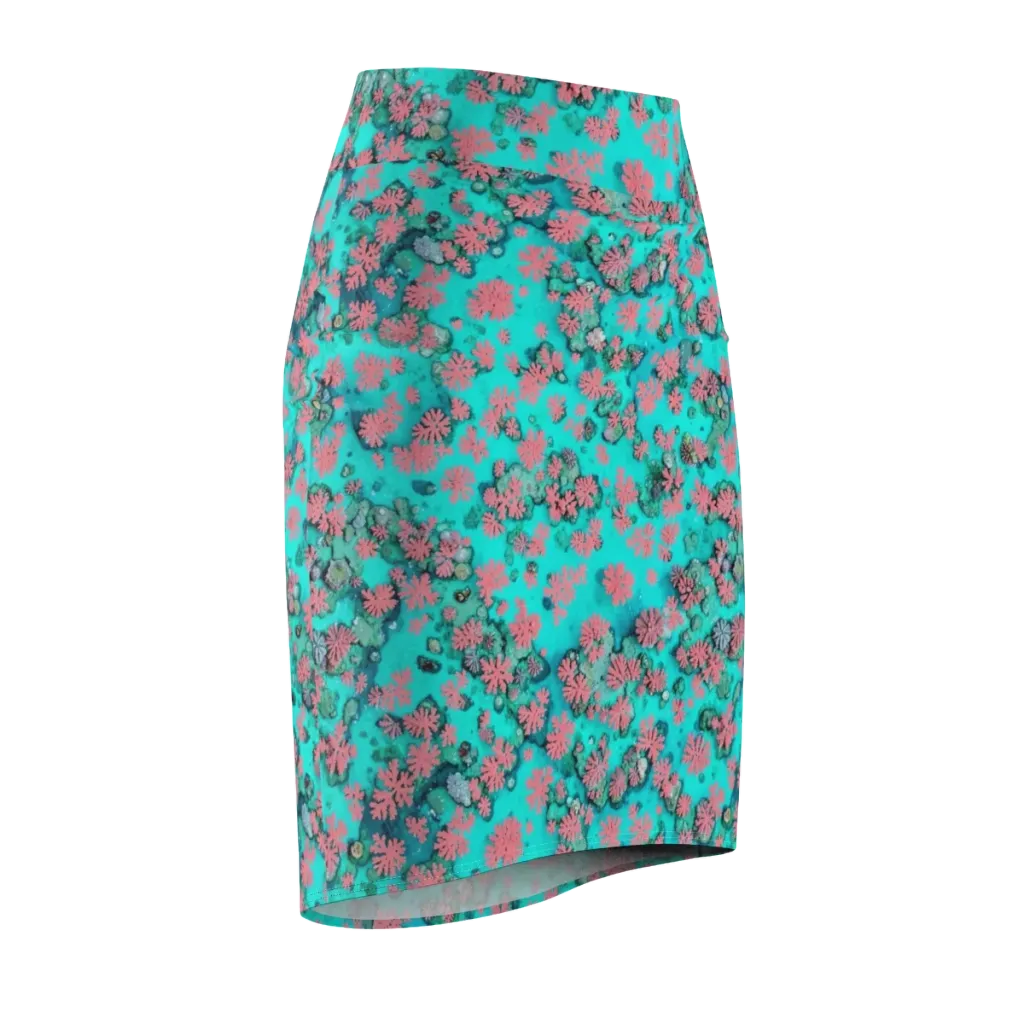 Coral Mirage on Pencil Skirt — Front Side