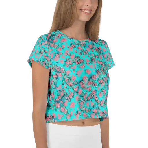 Coral Mirage on a Crop Tee