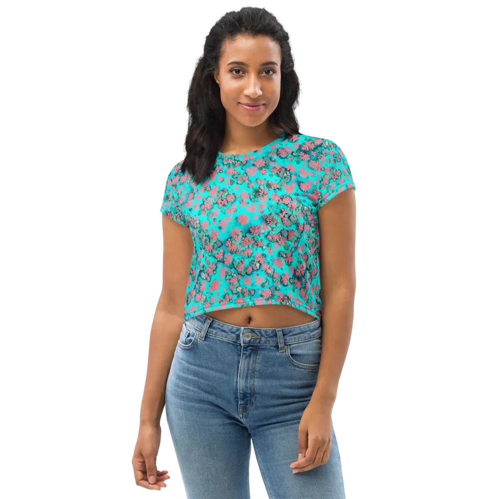 Coral Mirage on Crop Tee — Front