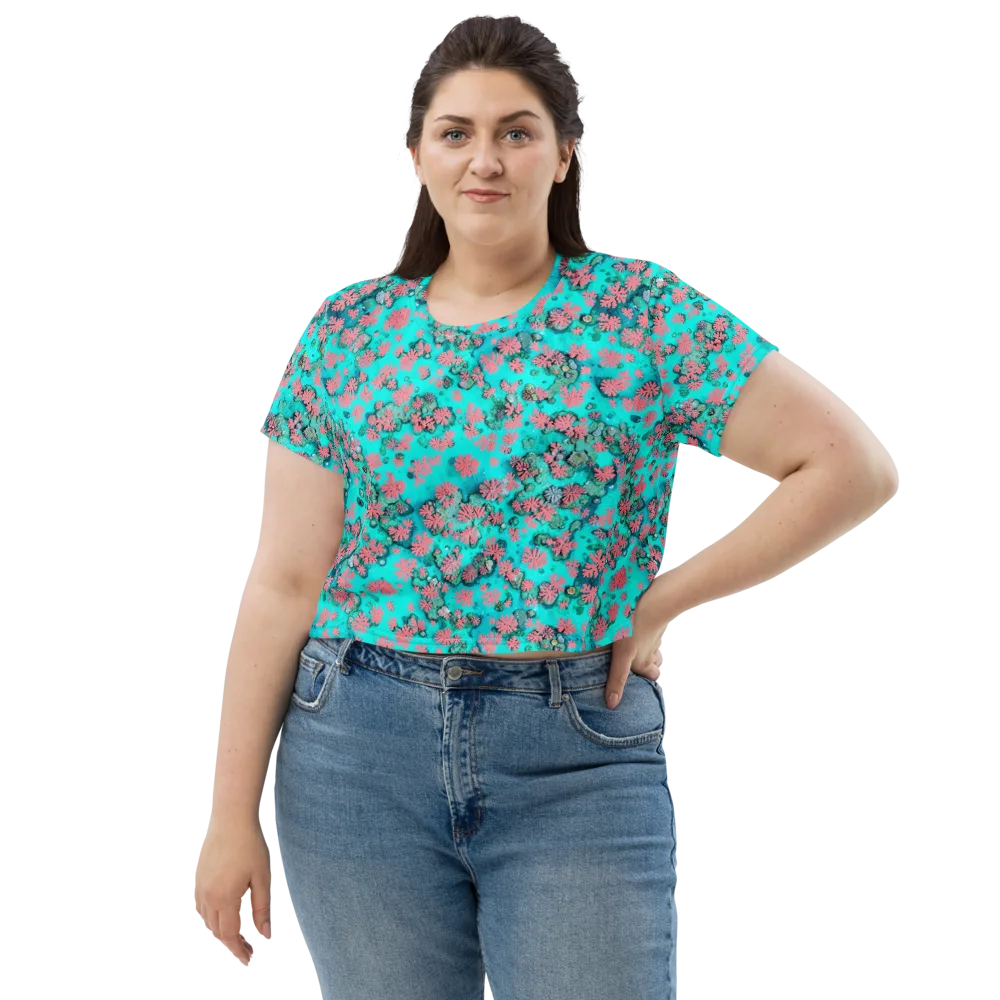 Coral Mirage on Crop Tee — Front