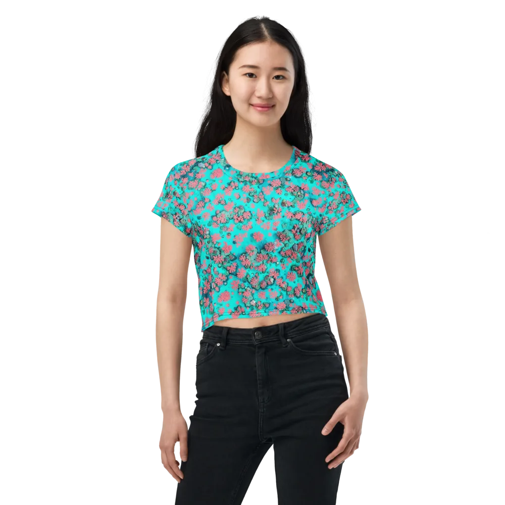 Coral Mirage on Crop Tee — Front