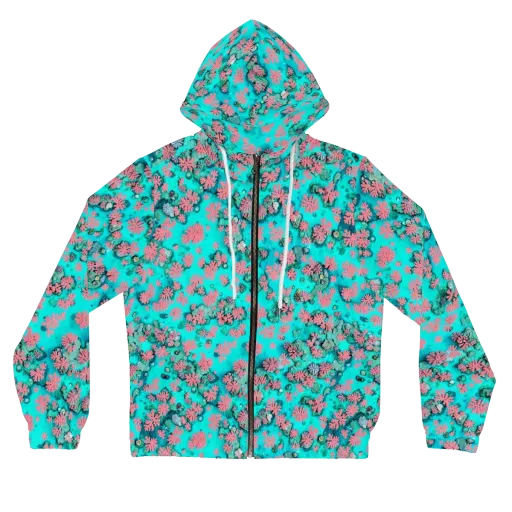 Coral Mirage on a Women's Full-Zip Hoodie