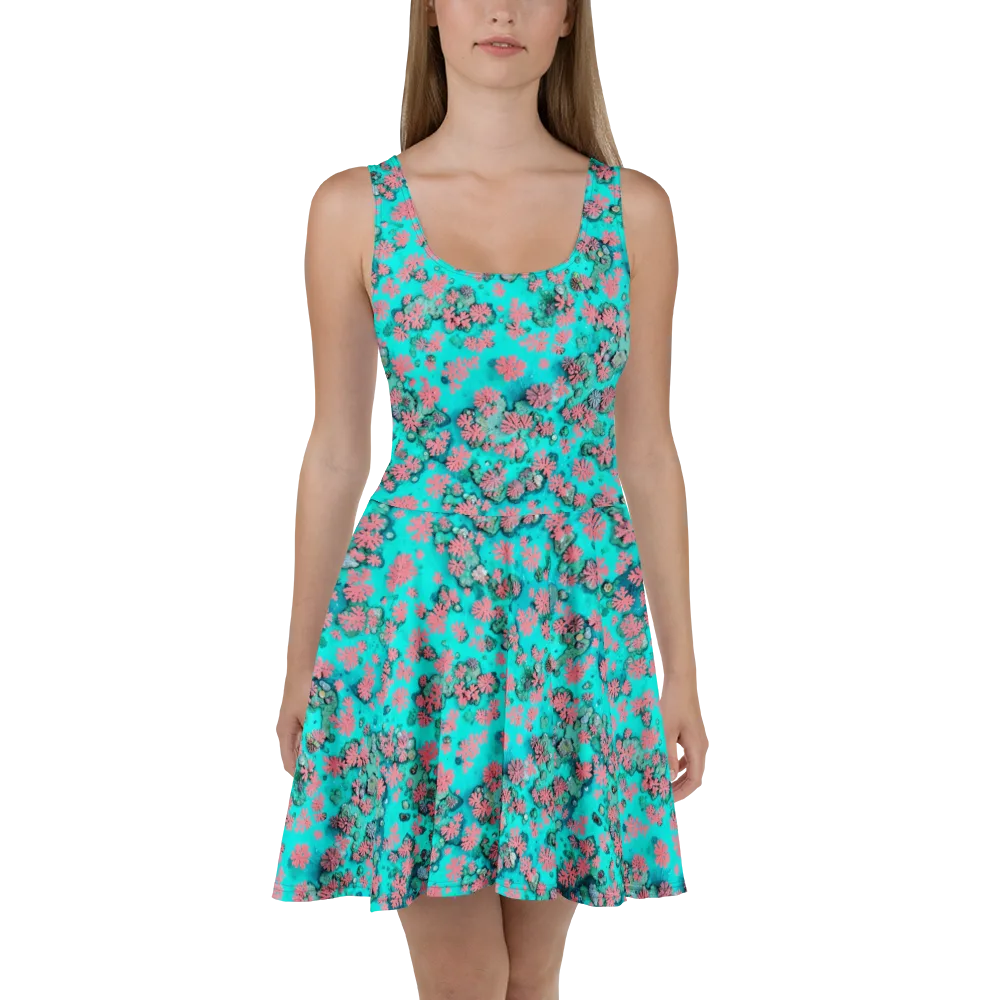 Coral Mirage on Skater Dress — Front