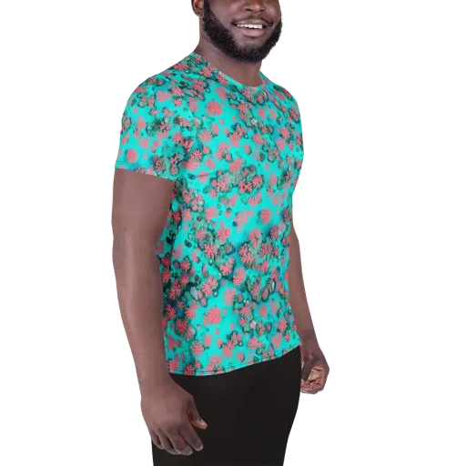 Coral Mirage on a Men's Athletic T-Shirt