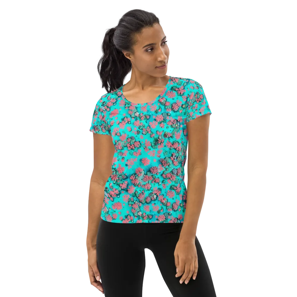 Coral Mirage on Women's Athletic T-Shirt — Front
